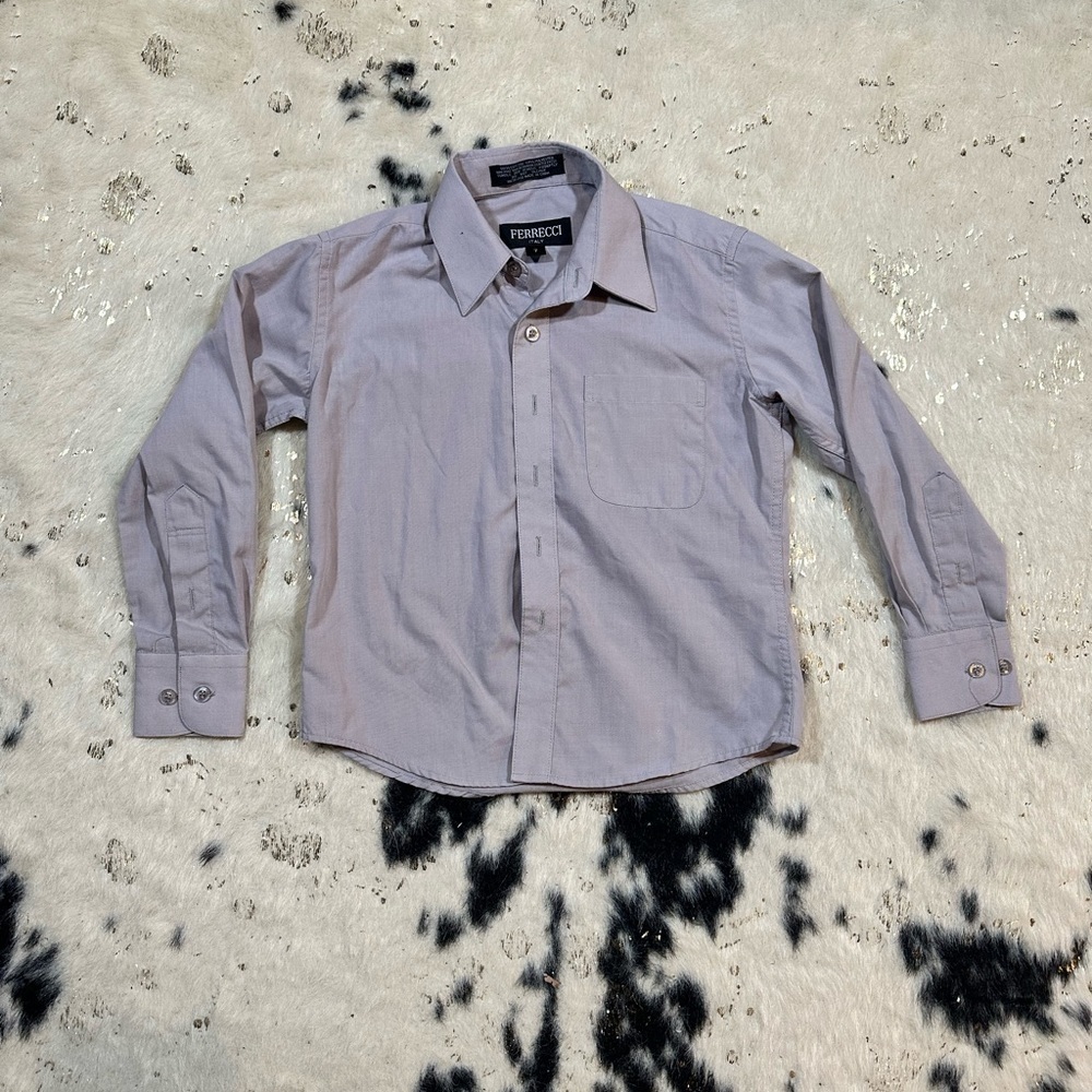 Ferricci Boy’s Button Down Gray Dress Shirt Size 7